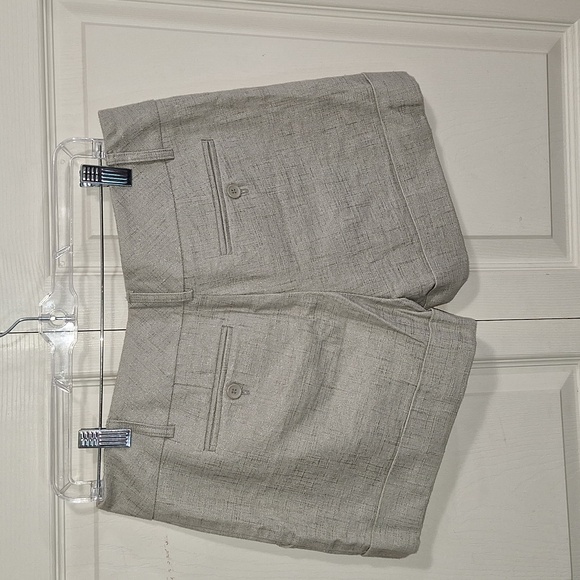 New York & Company linen blend flat front shorts - 6 - oatmeal/beige - Picture 3 of 8